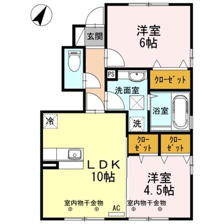 D-room小矢部D棟の物件間取画像